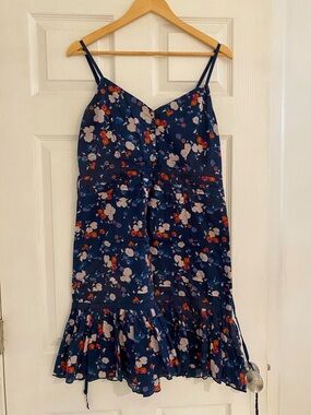 American Eagle Outfitters Navy Floral Spaghetti Strap Sun Dress